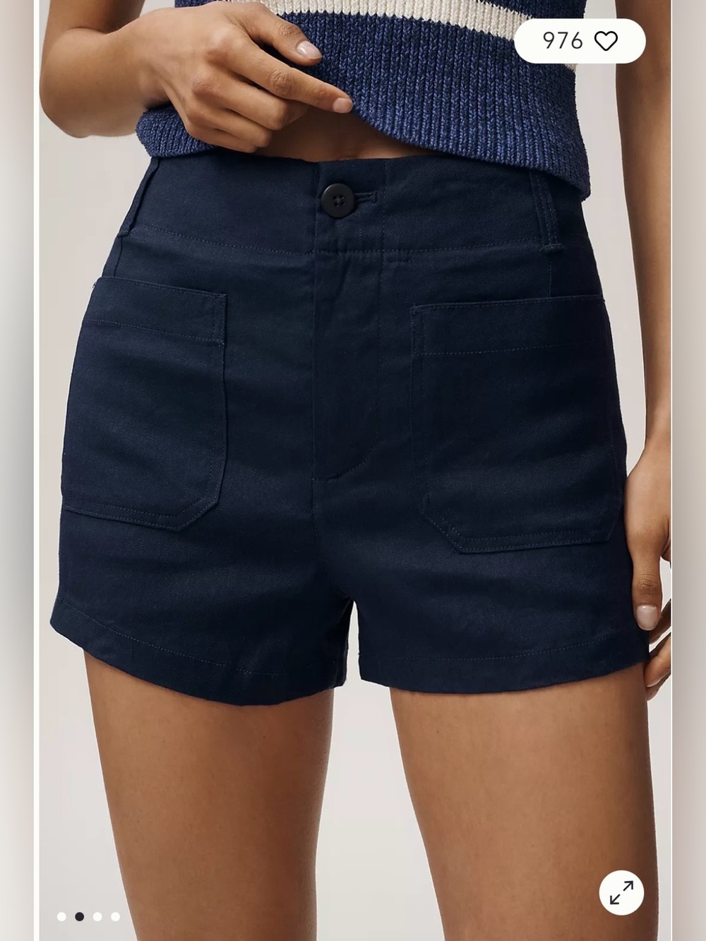 Maeve Navy High-Waist Pocket Shorts